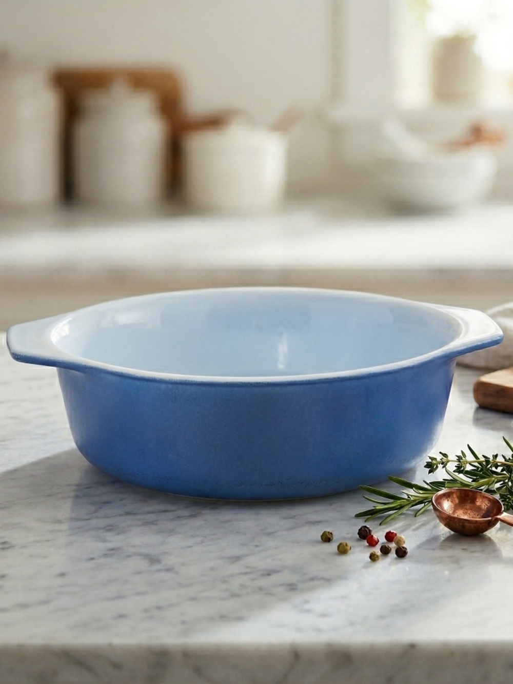 Vintage Pyrex Blue 2.5 Qt Oval Casserole Dish | Mid Century Modern